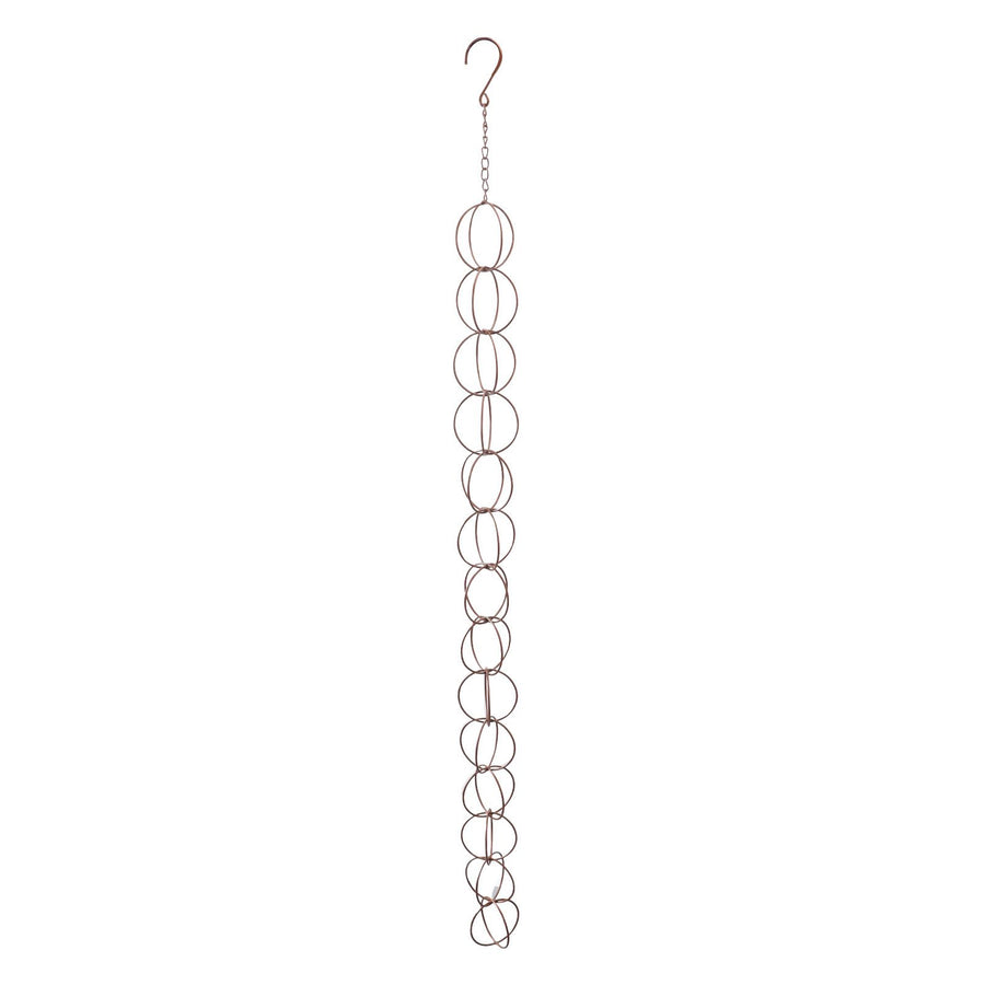 Metal Rain Chain Drainage Function Decorative Ring Wind Chime with Hook for Home Balcony Patio