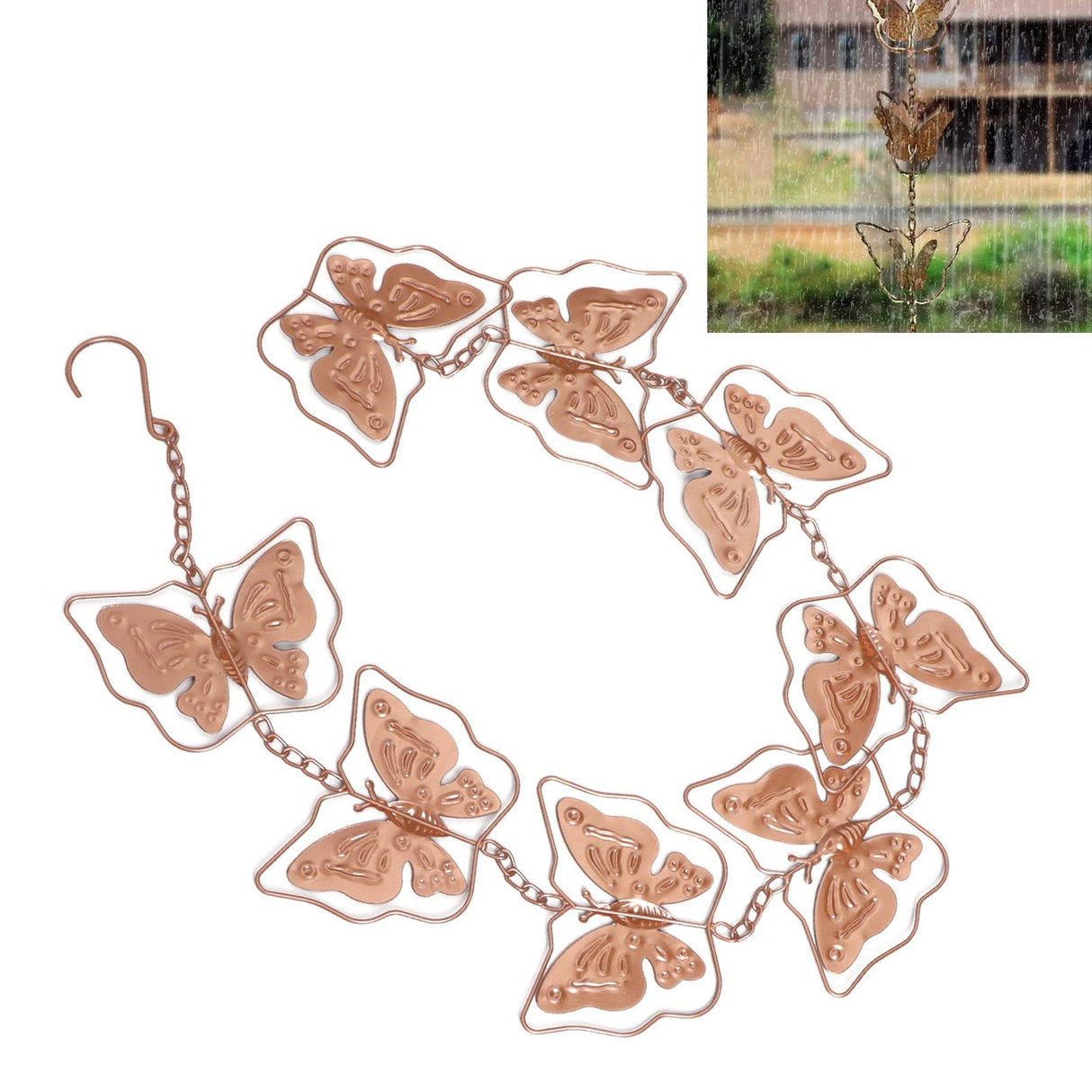 Butterfly Rain Chain Metal Outdoor Decorative Downspout Hanging Drainage Rain Catcher
