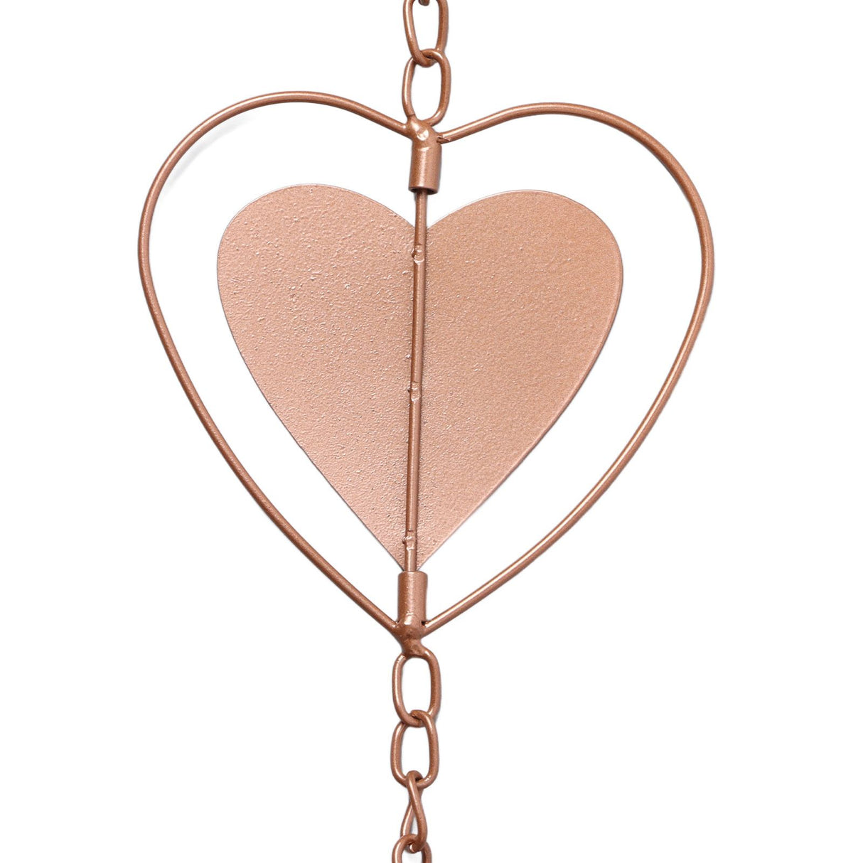 Metal Rain Chain Drainage Function Decorative Heart Shape Wind Chime with Hook for Balcony Patio Corridor