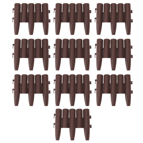 10 PCS Staggered Short Fence PP Easy To Install Brown Short Fence Edging for Balcony Flower Bed