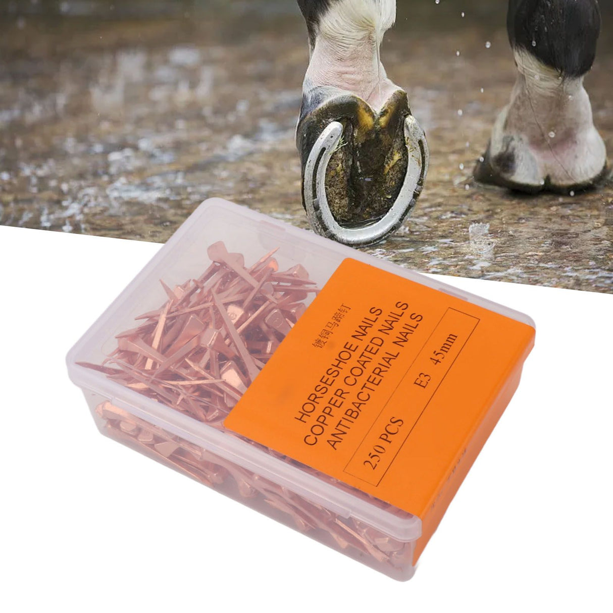 250Pcs Horseshoe Nails Copper Plated Rustproof Equestrian Riding Equipment Pet Supplies 45mm E3