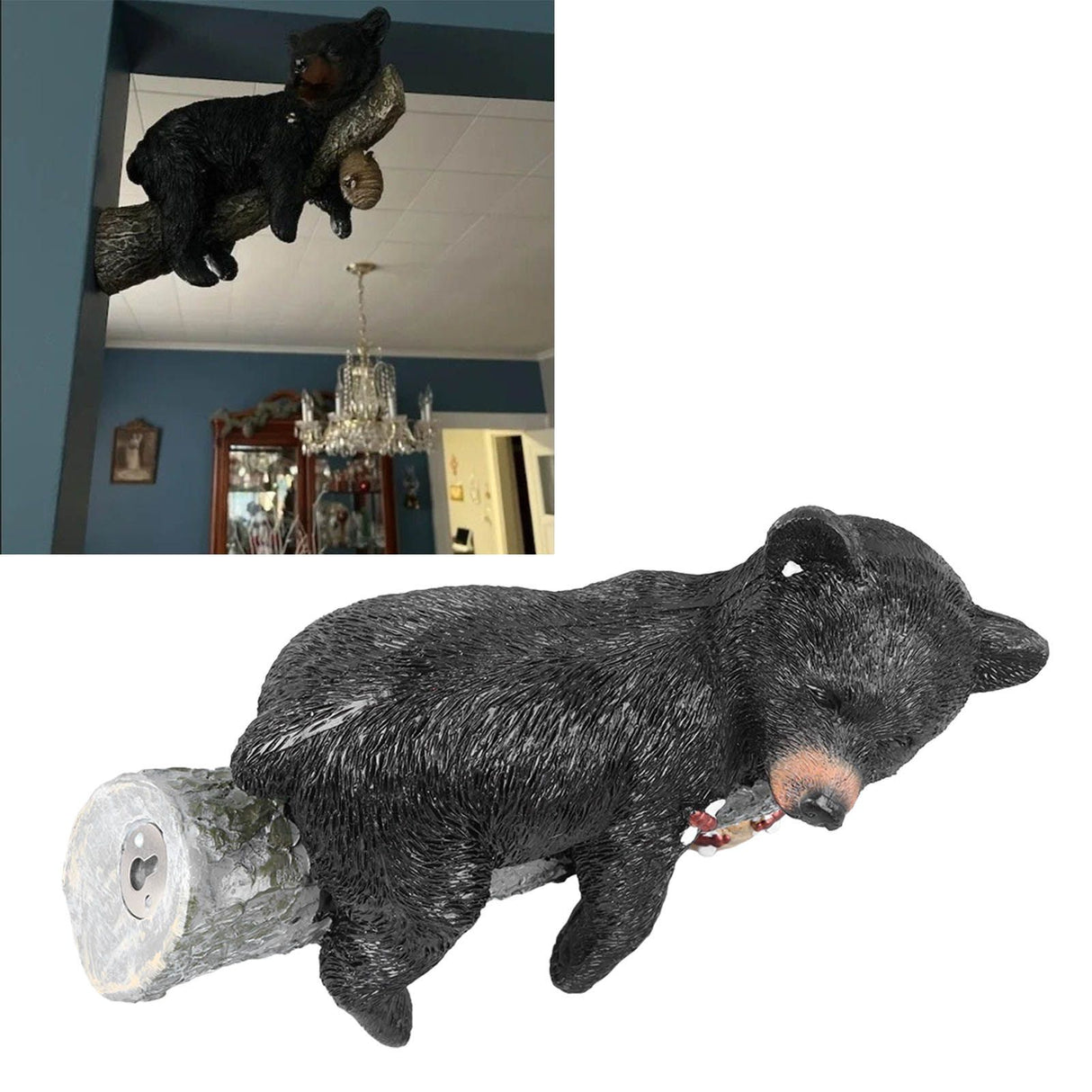Black Bear Figurine Resin Funny Cute Exquisite Animal Art Statue for Garden Yard Decoration