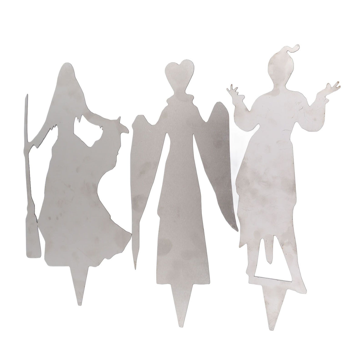 3Pcs Halloween Silhouette Yard Signs Iron Metal Witch Halloween Decorations Outdoor for Party Festivals Home