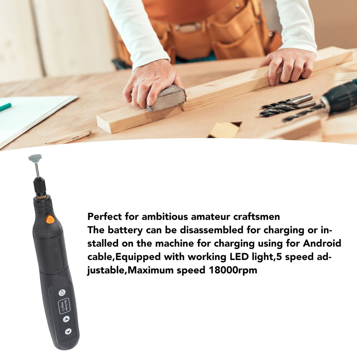 5 Speed 3.7V Mini Cordless Rotary Tool Mini Electric Grinder Set with Accessories USB Plug
