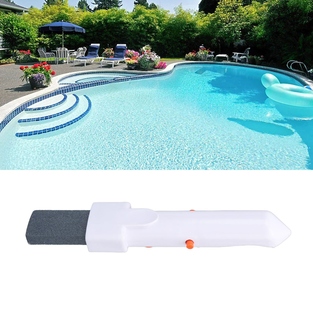 Pool Pumice Stone with V Clip Handle Stain Eraser Pumice Stick Cleaner Pool Cleaning Tool for Toilet Bowl Ring Tile Calcium Tub