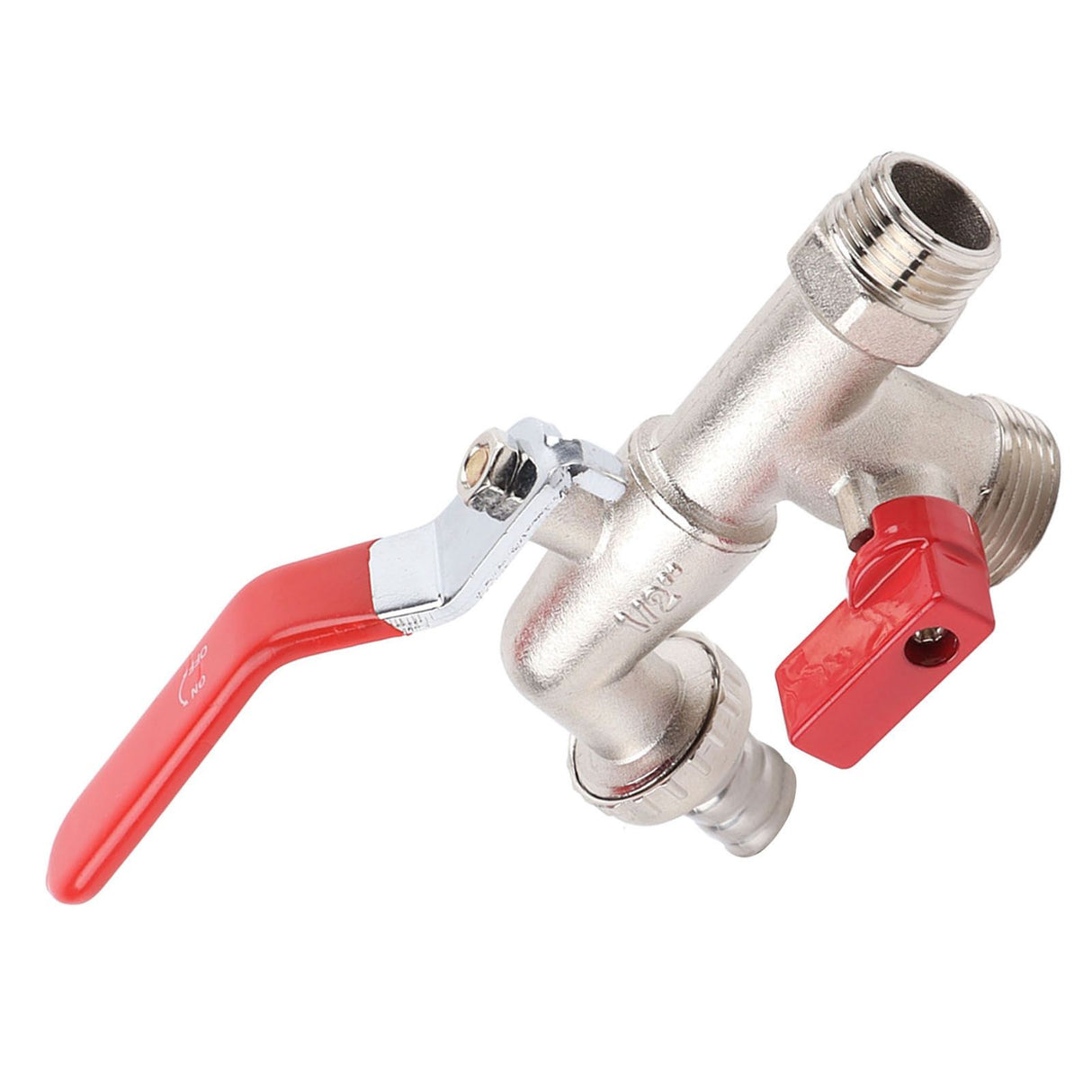 Double Valve Faucet Washing Machine Hose Valve Zinc Alloy Electroplate 1 in 2 Out Faucet Valve for Washing Machine Water Pipe