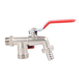 Double Valve Faucet Washing Machine Hose Valve Zinc Alloy Electroplate 1 in 2 Out Faucet Valve for Washing Machine Water Pipe - Extra Image