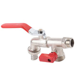 Double Valve Faucet Washing Machine Hose Valve Zinc Alloy Electroplate 1 in 2 Out Faucet Valve for Washing Machine Water Pipe - Extra Image