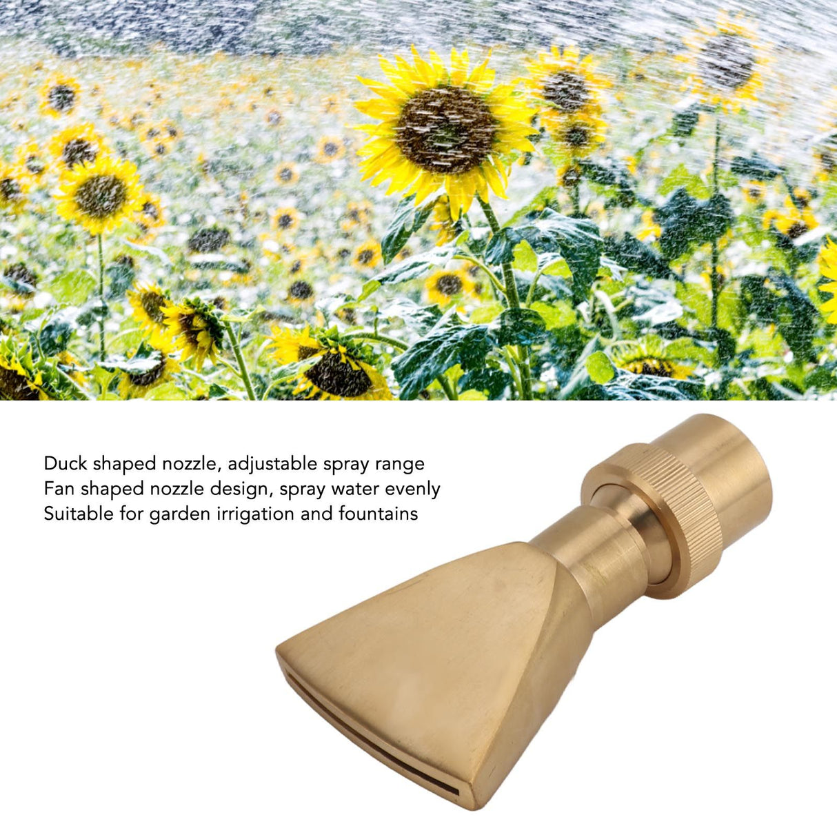 Fan Shaped Fountain Nozzle Copper Adjustable Uniform Water Spray Fan Shaped Fountain Spray Head for Park G1in