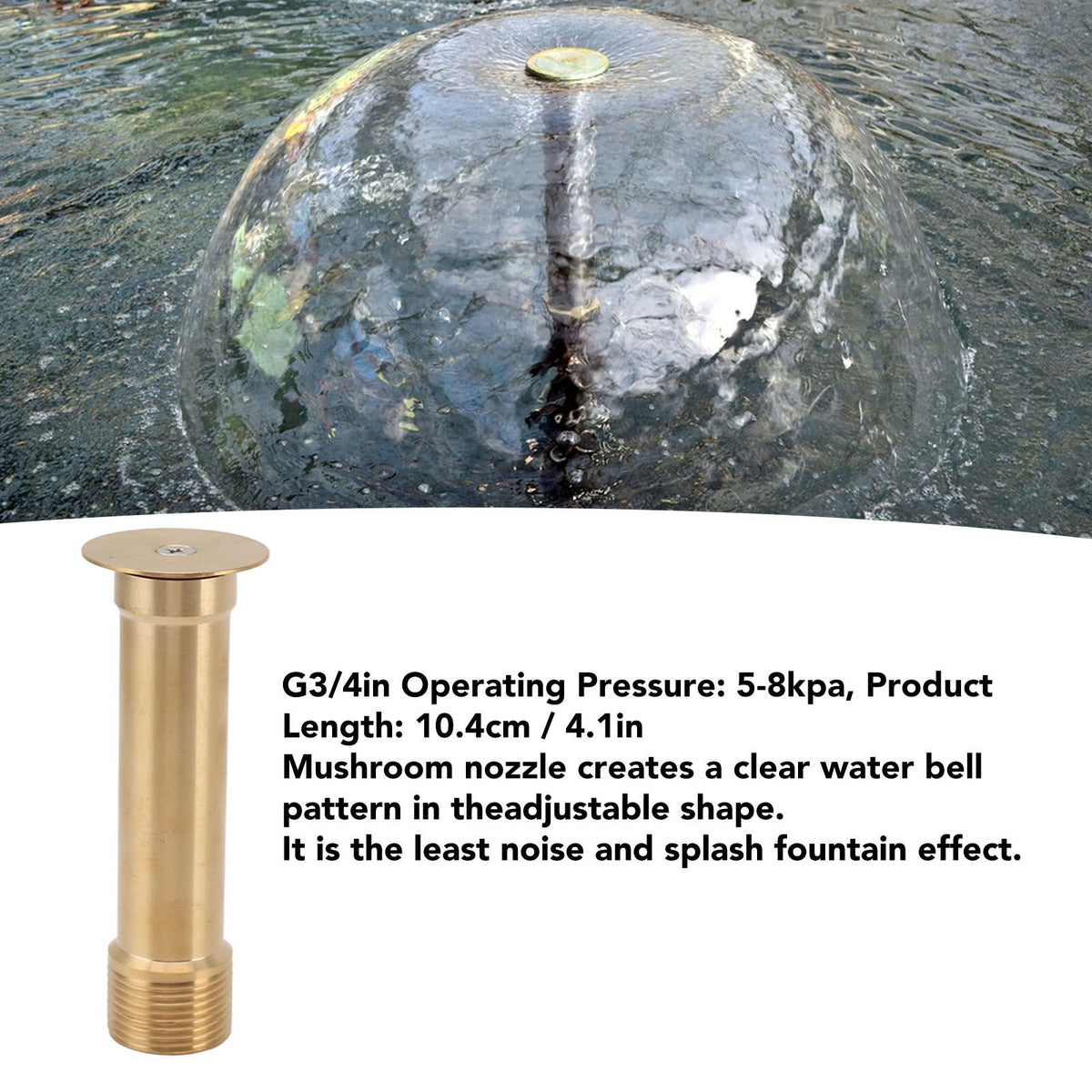 Adjustable Mushroom Fountain Nozzle with Dynamic Landscape Effects Fountain Sprinkler Nozzle Water Spray for Garden Pond Amusement Park G3/4in 10.4CM