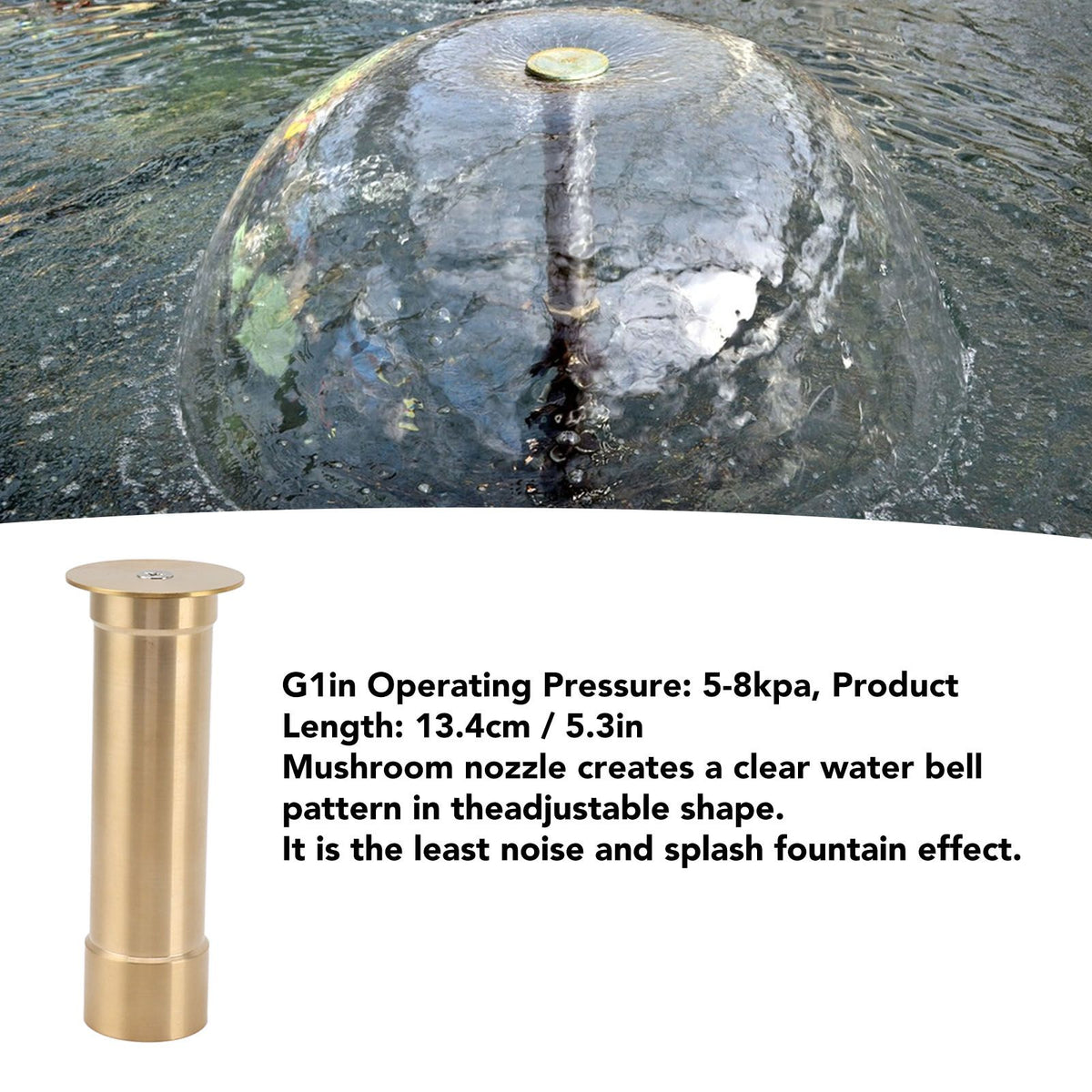 Adjustable Mushroom Fountain Nozzle with Dynamic Landscape Effects Fountain Sprinkler Nozzle Water Spray for Garden Pond Amusement Park G1in 13.4CM