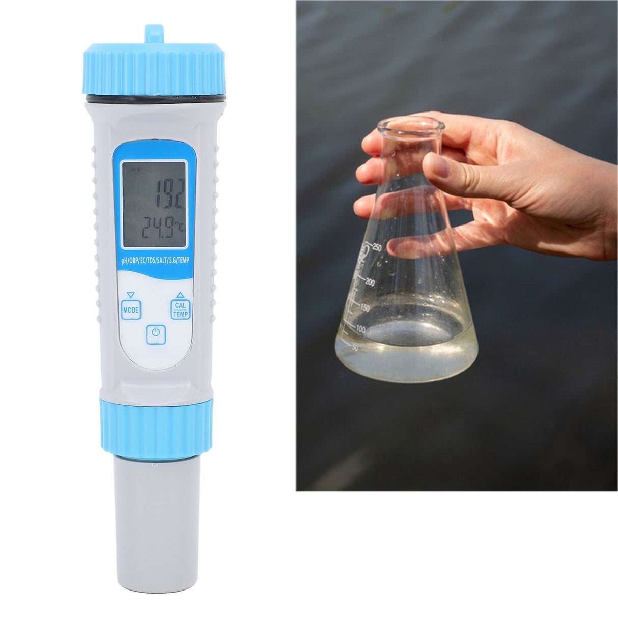 Water Quality Tester Bluetooth Accurate 7 in 1 PH ORP EC TDS SALT SG TEMP Meter for Drinking Water Aquariums