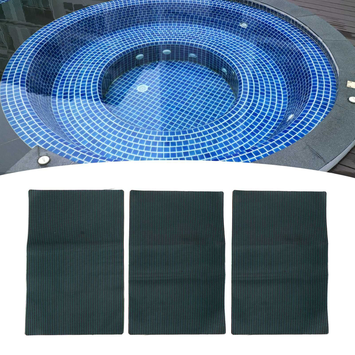 3 PCS Pool Patch Repair Kit Green PP Self Adhesive Pool Cover Patch Repair Kit for Swimming Pool L 8x12in
