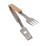 Grill Spatula Fork Tongs Durable Stainless Steel Food Tongs Multifunctional Long Handle Buffet Tongs for Camping - 45-Degree Angle
