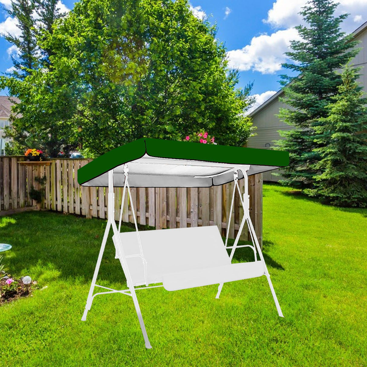 Outdoor Swing Chair Canopy Replacement Patio Swing Chair Top Cover WaterproofTop Rain Cover 190T Silver Coated 190x132x15cm/20cm Silver