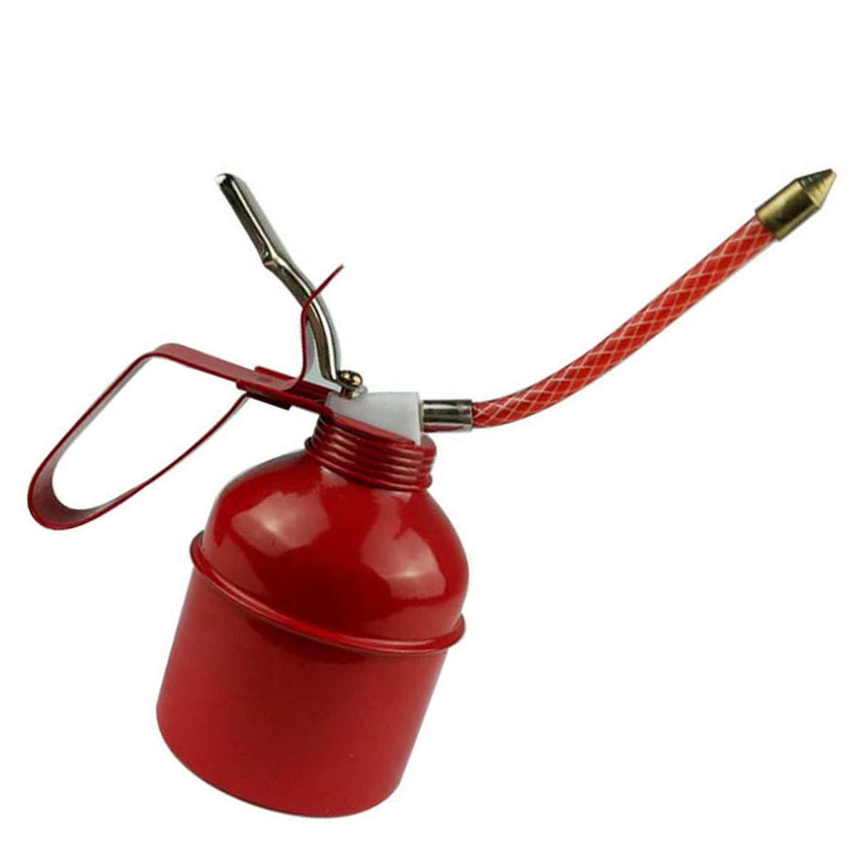 Manual Oiler Can Iron Red Lever Style Lubrication Oiling Can Flexible Hose Oil Can Pump 270ml