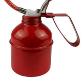 Manual Oiler Can Iron Red Lever Style Lubrication Oiling Can Flexible Hose Oil Can Pump 270ml - Rear View