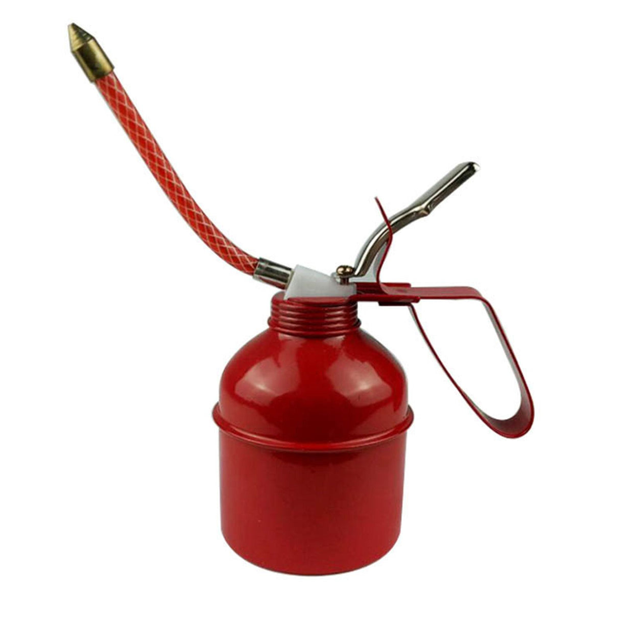 Manual Oiler Can Iron Red Lever Style Lubrication Oiling Can Flexible Hose Oil Can Pump 270ml