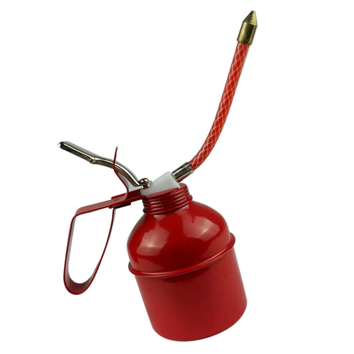 Manual Oiler Can Iron Red Lever Style Lubrication Oiling Can Flexible Hose Oil Can Pump 270ml