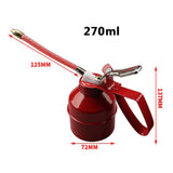Manual Oiler Can Iron Red Lever Style Lubrication Oiling Can Flexible Hose Oil Can Pump 270ml