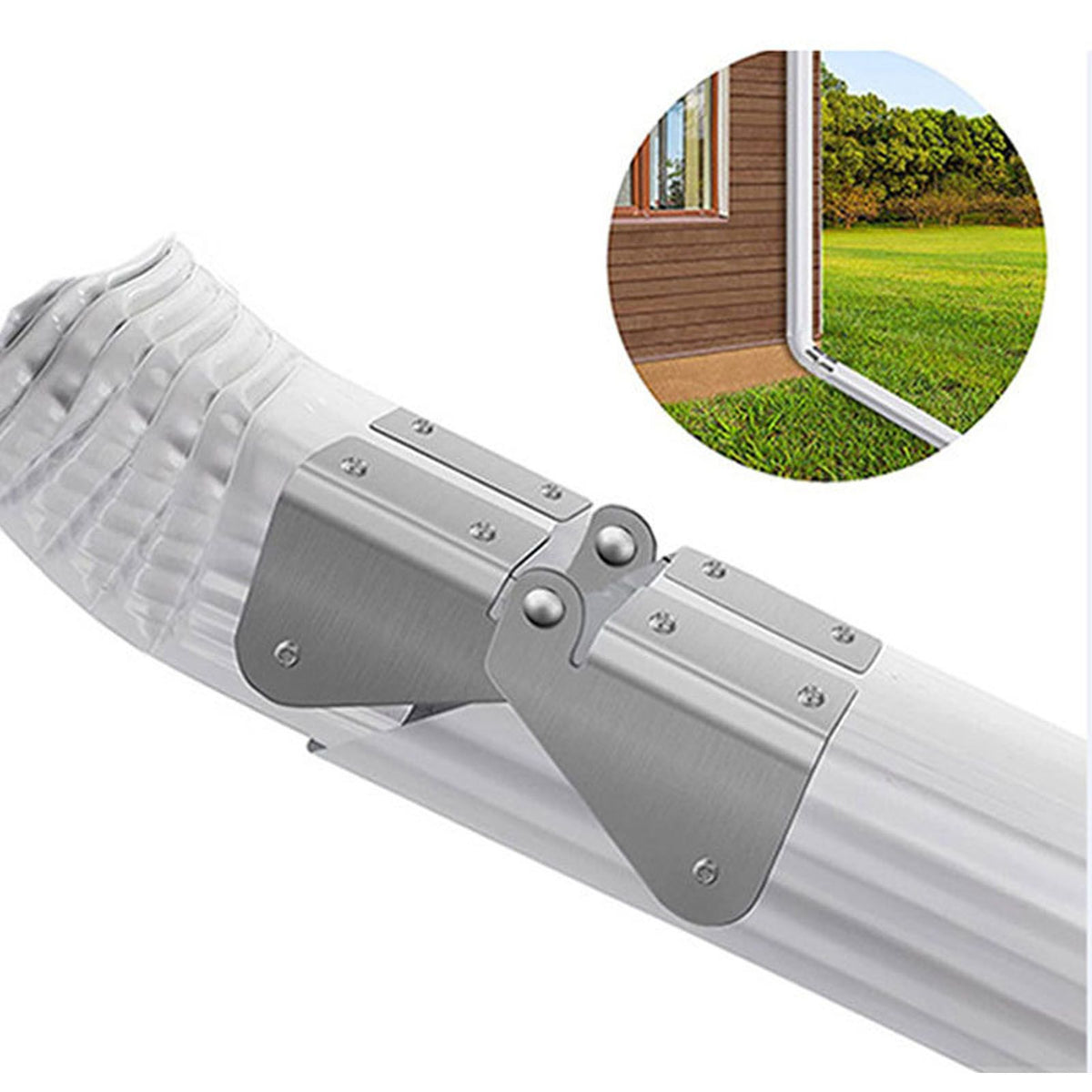 4PCS Gutter Downspout Extension Hinge Stainless Steel Flip Up Hinge for Rectangle Square Downspout Extension