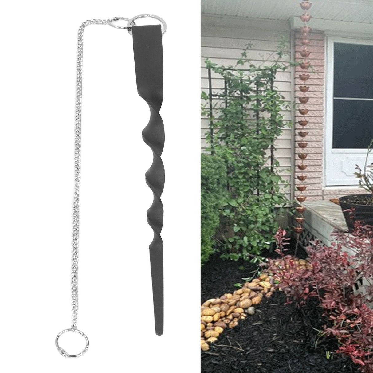 Rain Chain Powder Coated Iron Anchoring Stake Stainless Steel Rainproof for Garden Gutter