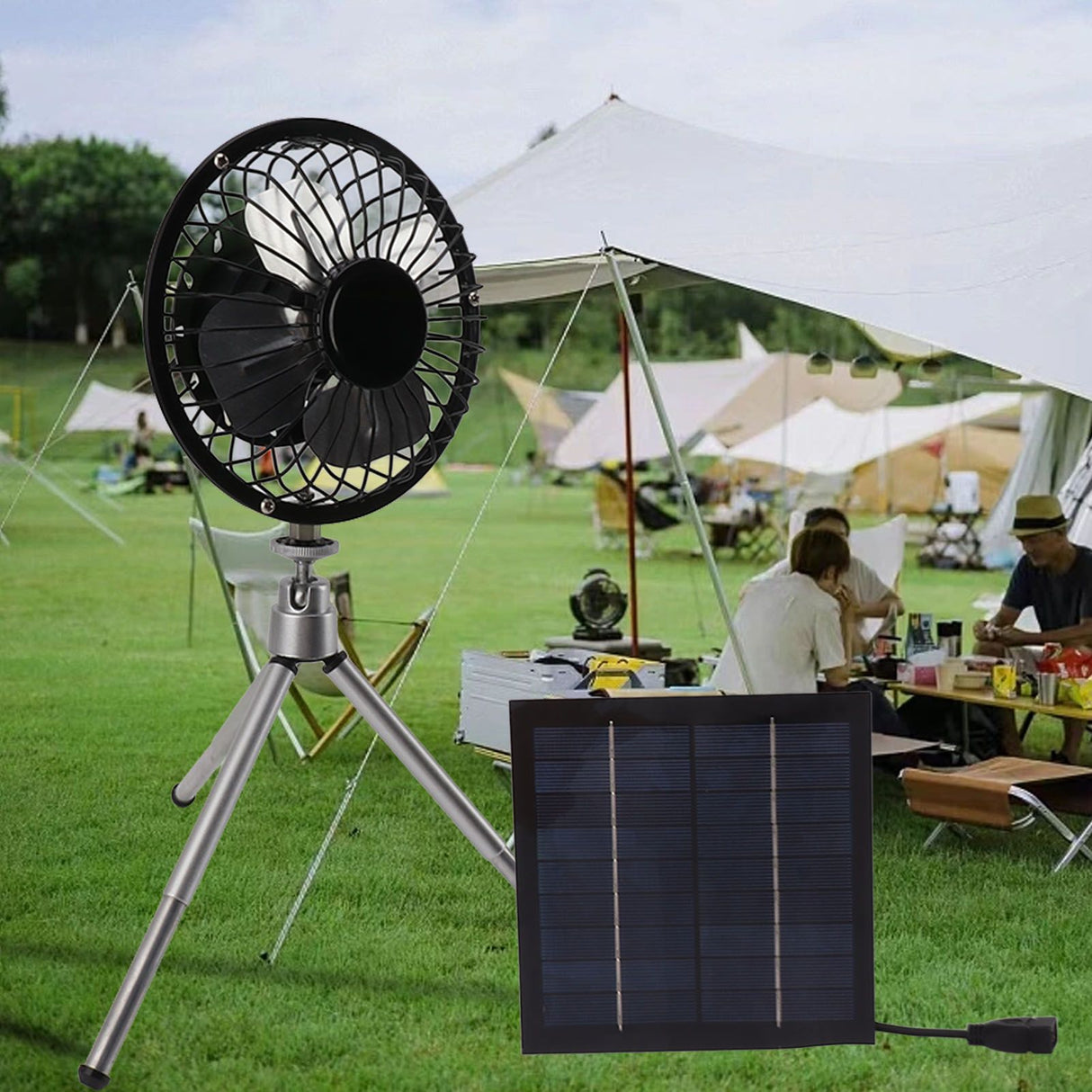 20W Solar Panel Fan Portable Solar Panel Powered USB Fan with Bracket for Camping Fishing Travel