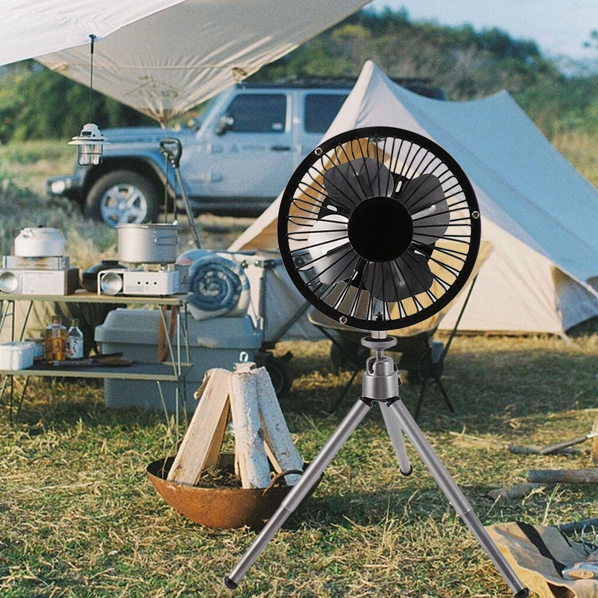 20W Solar Panel Fan Portable Solar Panel Powered USB Fan with Bracket for Camping Fishing Travel