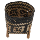 Plant Basket Northern Europe Style Bamboo Weaving Plant Pot Handwoven Indoor Outdoor Storage Organizer Plant Holder - Top-Down View