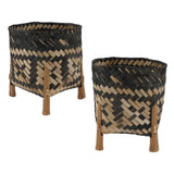 Plant Basket Northern Europe Style Bamboo Weaving Plant Pot Handwoven Indoor Outdoor Storage Organizer Plant Holder - Extra Image