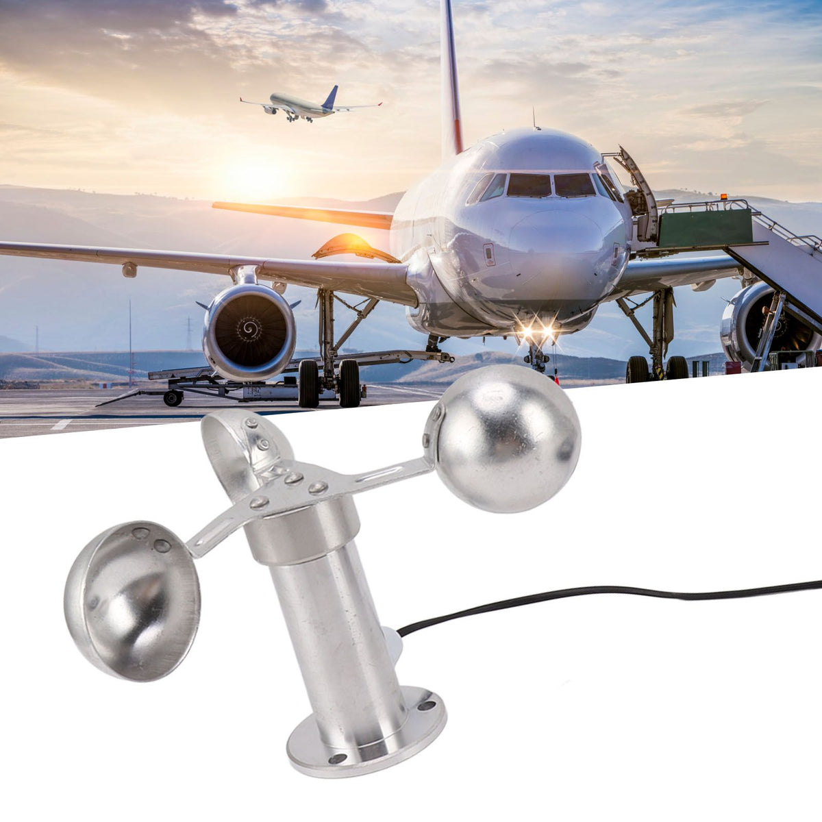 Aluminium Alloy Anemometers Wind Speed Monitoring Sensor 3 Cups Wind Speed Sensor Anemometer 0‑3.8V