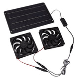 20W Solar Powered Dual Fan 12V Efficient Energy Saving Solar Panel Fan Kit with Switch for RV Greenhouse Pet Home - Side View