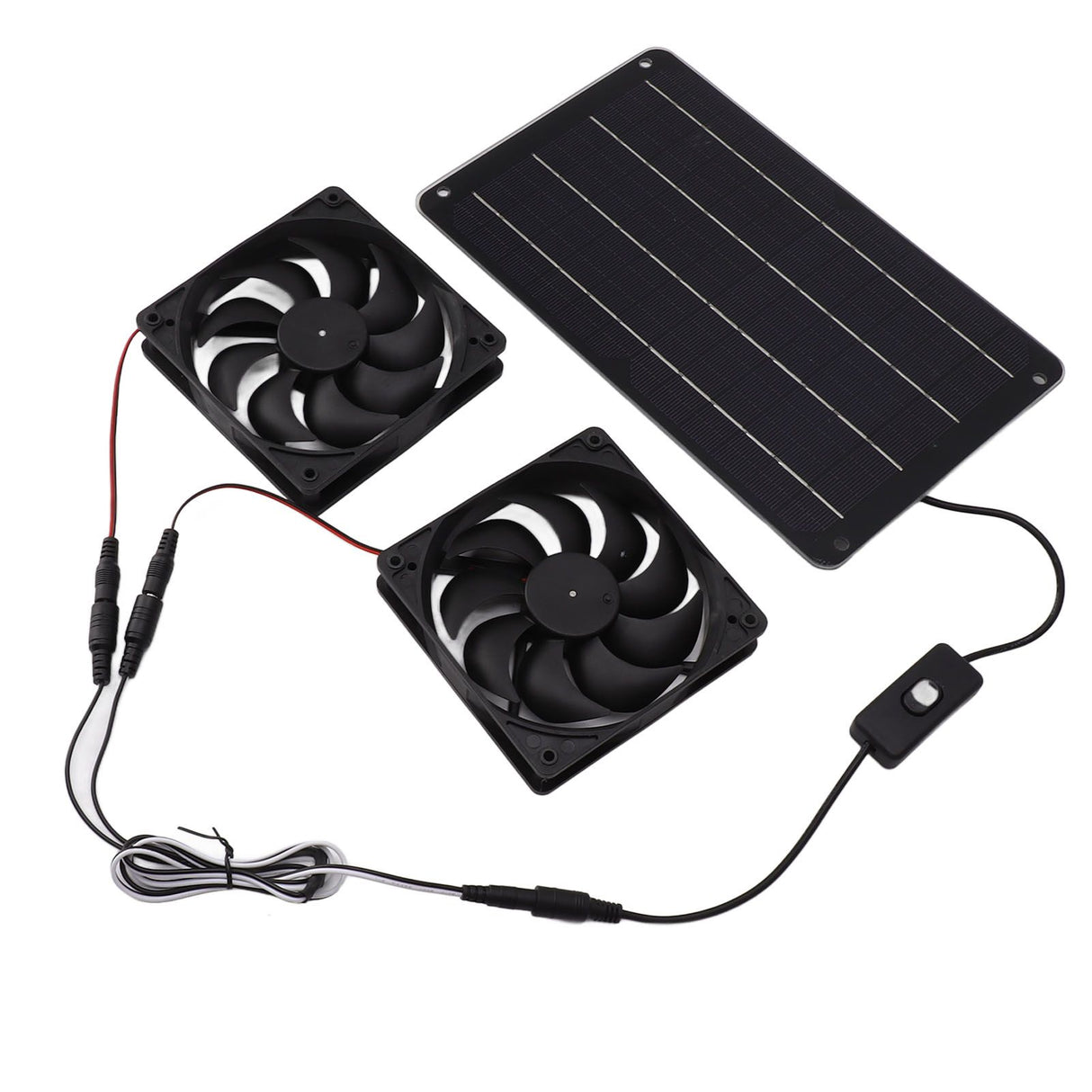 20W Solar Powered Dual Fan 12V Efficient Energy Saving Solar Panel Fan Kit with Switch for RV Greenhouse Pet Home