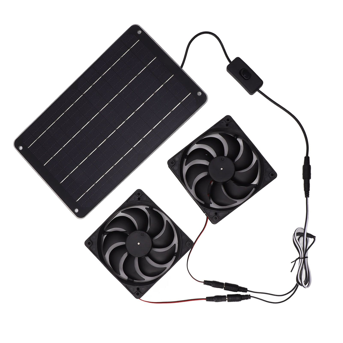 20W Solar Powered Dual Fan 12V Efficient Energy Saving Solar Panel Fan Kit with Switch for RV Greenhouse Pet Home