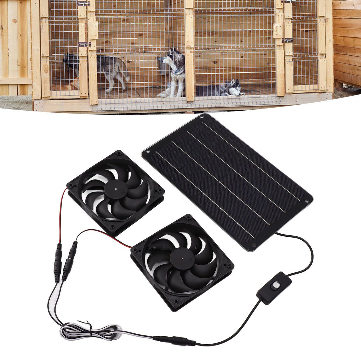 20W Solar Powered Dual Fan 12V Efficient Energy Saving Solar Panel Fan Kit with Switch for RV Greenhouse Pet Home
