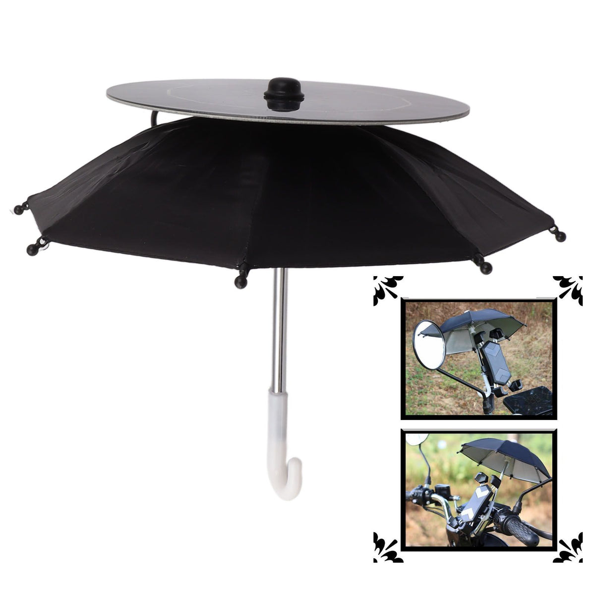 10W Solar Panel Phone Umbrella Rain Protection Phone Stand Charging Umbrella for Motorcycle