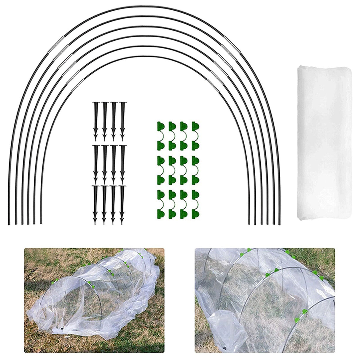 Greenhouse Hoops Grow Tunnel Long Garden Hoops Rust Free Fiberglass Garden Hoops Frame DIY Plant Support Garden Stakes