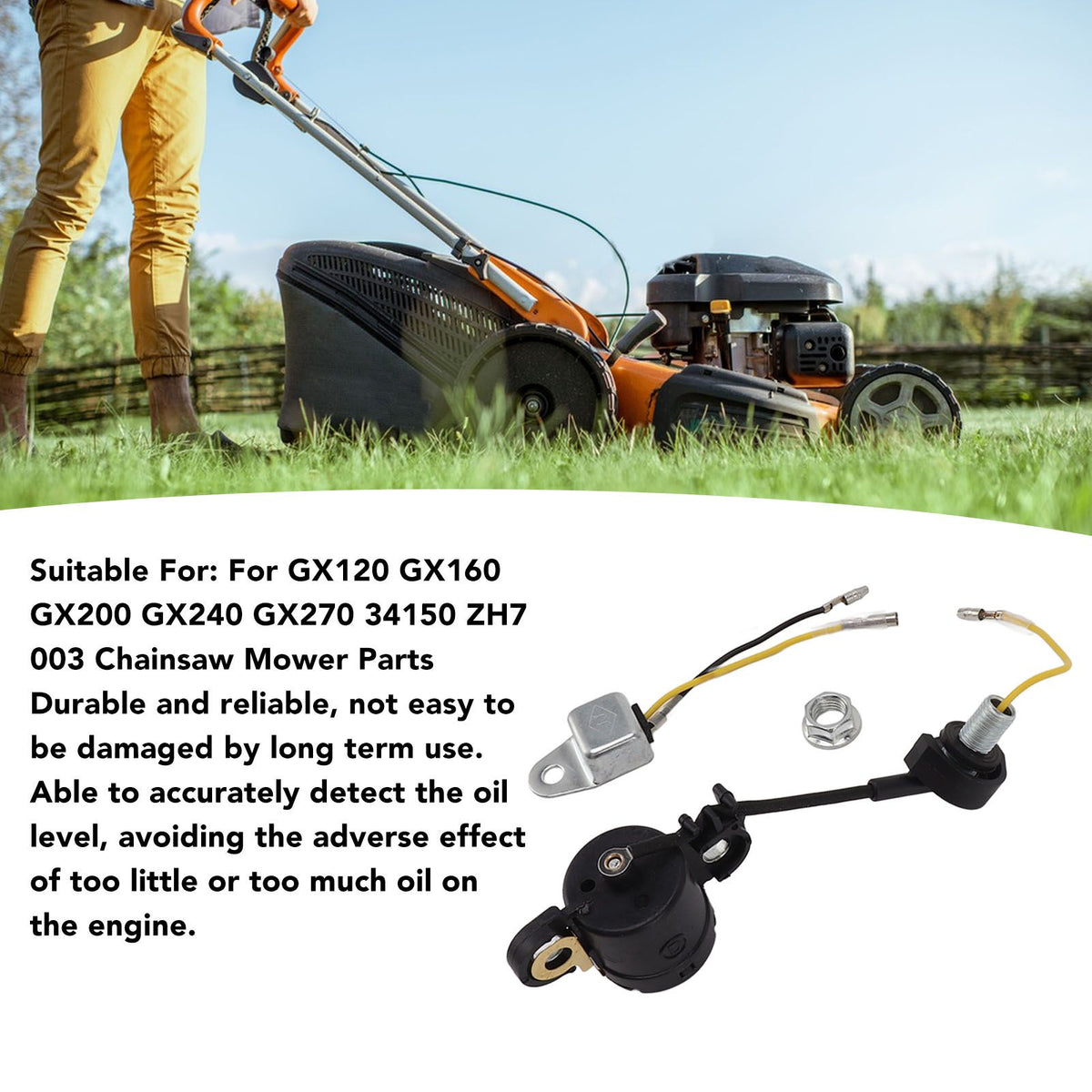 Oil Level Sensor Switch Accurate Measurement Low Oil Alert Sensor for GX120 GX160 GX200 GX240 GX270 34150 ZH7 003 Chainsaw Mower Parts