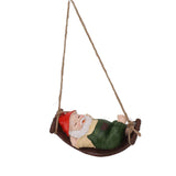 Dwarf Swing Sculpture Ornaments Resin and Twine Lovely 7.5in Resin Dwarf Swing Sculpture for Patio Lawn Porch Green - Side View
