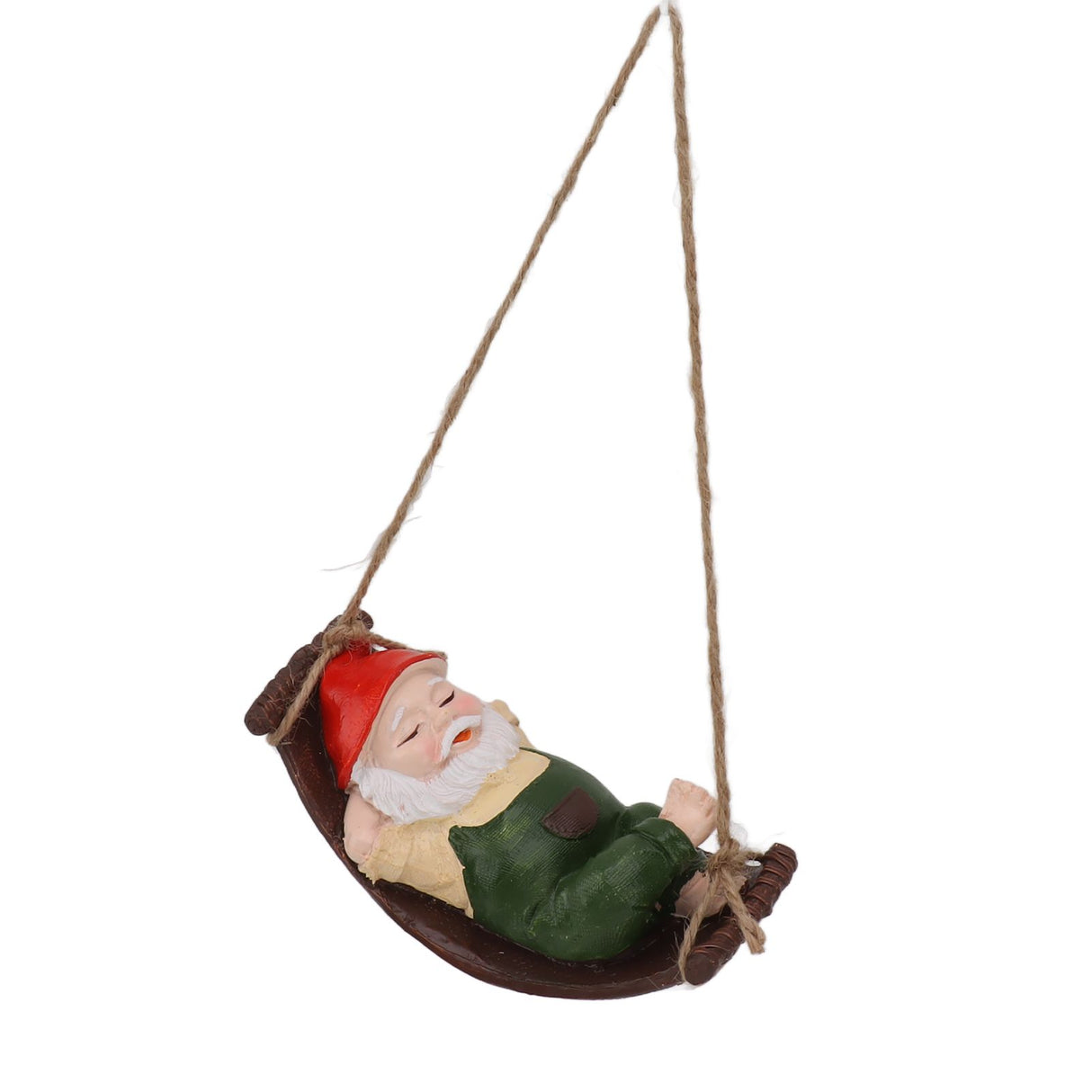 Dwarf Swing Sculpture Ornaments Resin and Twine Lovely 7.5in Resin Dwarf Swing Sculpture for Patio Lawn Porch Green