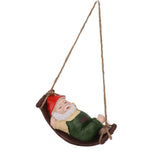 Dwarf Swing Sculpture Ornaments Resin and Twine Lovely 7.5in Resin Dwarf Swing Sculpture for Patio Lawn Porch Green - Top-Down View