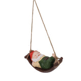 Dwarf Swing Sculpture Ornaments Resin and Twine Lovely 7.5in Resin Dwarf Swing Sculpture for Patio Lawn Porch Green - 45-Degree Angle