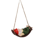 Dwarf Swing Sculpture Ornaments Resin and Twine Lovely 7.5in Resin Dwarf Swing Sculpture for Patio Lawn Porch Green