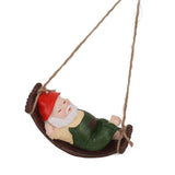 Dwarf Swing Sculpture Ornaments Resin and Twine Lovely 7.5in Resin Dwarf Swing Sculpture for Patio Lawn Porch Green