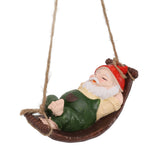 Dwarf Swing Sculpture Ornaments Resin and Twine Lovely 7.5in Resin Dwarf Swing Sculpture for Patio Lawn Porch Green - Extra Image