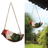 Dwarf Swing Sculpture Ornaments Resin and Twine Lovely 7.5in Resin Dwarf Swing Sculpture for Patio Lawn Porch Green
