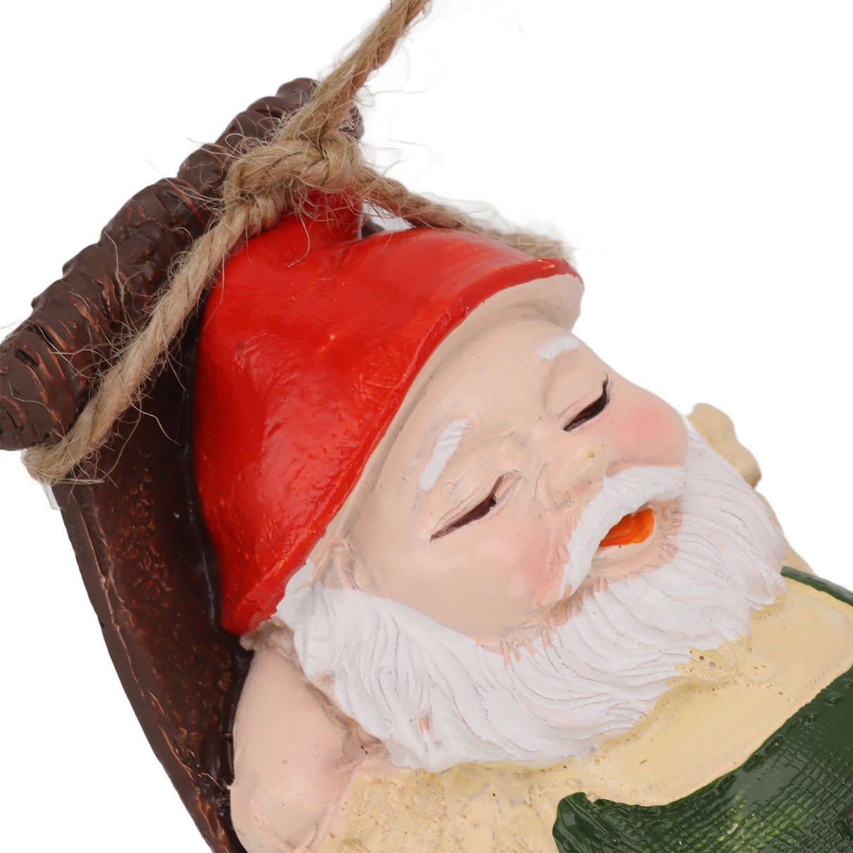 Dwarf Swing Sculpture Ornaments Resin and Twine Lovely 7.5in Resin Dwarf Swing Sculpture for Patio Lawn Porch Green