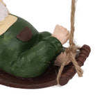 Dwarf Swing Sculpture Ornaments Resin and Twine Lovely 7.5in Resin Dwarf Swing Sculpture for Patio Lawn Porch Green - Extra Image