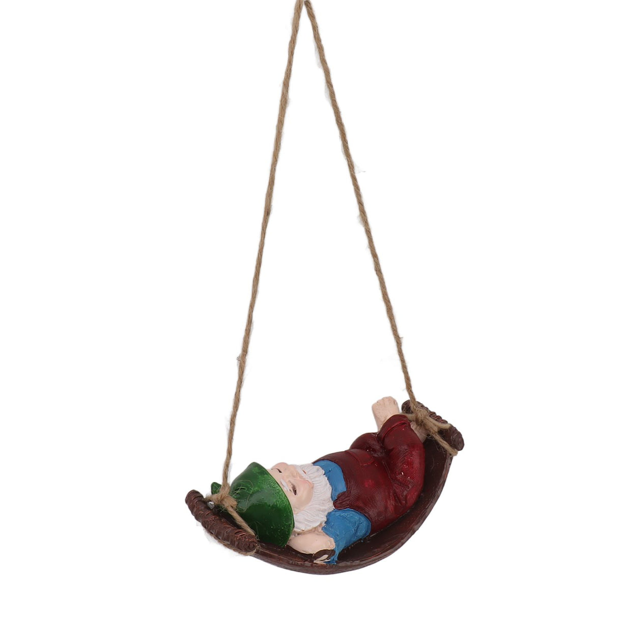 Dwarf Swing Sculpture Ornaments Resin and Twine Lovely 7.5in Resin Dwarf Swing Sculpture for Patio Lawn Porch Red