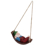 Dwarf Swing Sculpture Ornaments Resin and Twine Lovely 7.5in Resin Dwarf Swing Sculpture for Patio Lawn Porch Red - Side View